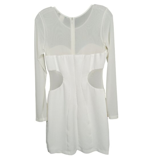 Vintage Arden B L Dress BodyCon Sheer Cut Out Long Sleeve Winter White Trendy - Picture 3 of 14